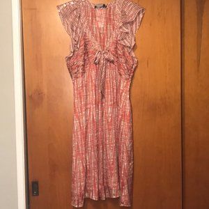 BCBG 100%SILK PINK FLUTTER SLEEVE DRESS NWT